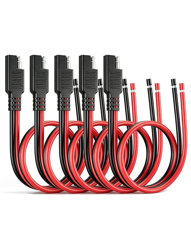 Cabo de extensão SAE Oyviny 14 AWG com conector rápido de 2 pinos, 30,5 cm, para bateria, painel solar, motocicleta, carro e RV, 5 unidades