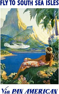 Pan Am Airlines to The South Sea Isles Late 1930s Advertising Poster 24"x36"