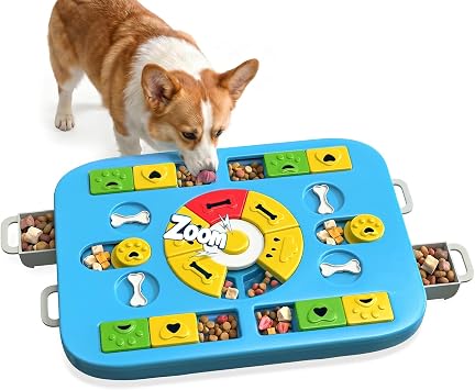 Dog Puzzle Toy, Treat Dispensing Dog Enrichment Toys, Blue | Interactive IQ Brain Stimulation, Slow Feeder Treat Dispenser, Non-Slip Durable, For Small Medium Large Dogs Cats Puppies