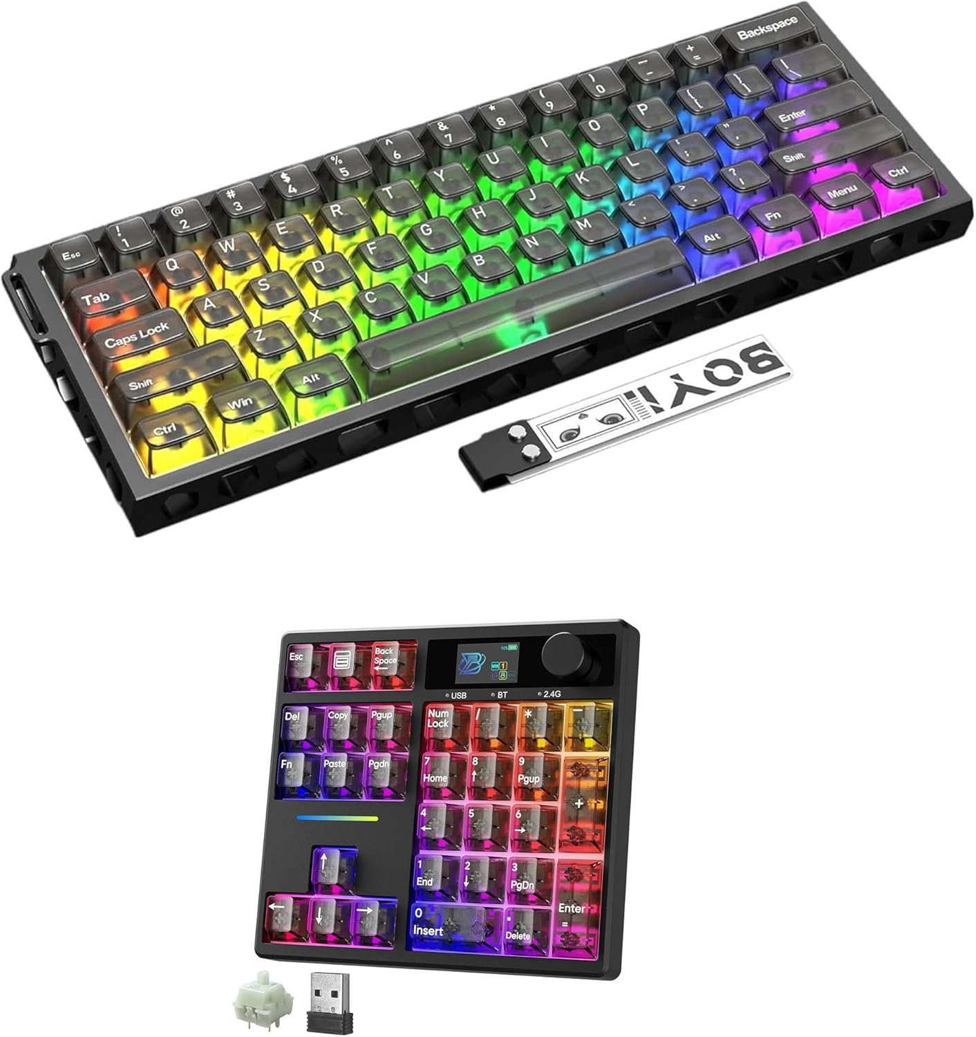 BOYI TD31Pro Numpad Keyboard&H60Pro Magnetic Switch Gaming Keyboard Mini Mechanical Numpad,BT5.0/2.4G/Type-C Wireless Numeric Keypad