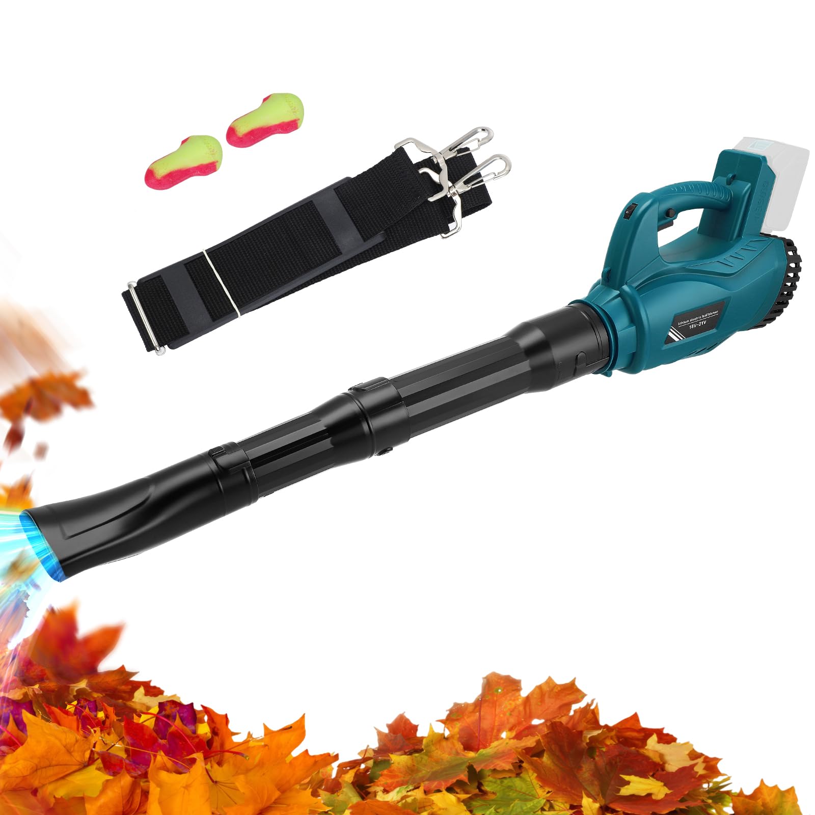 Soffiatore di foglie compatibile con batteria Makita 18 V, ideale per giardino, velocità variabile, terrazza, grande volume, per costruzione, casa, giardino, cura del prato