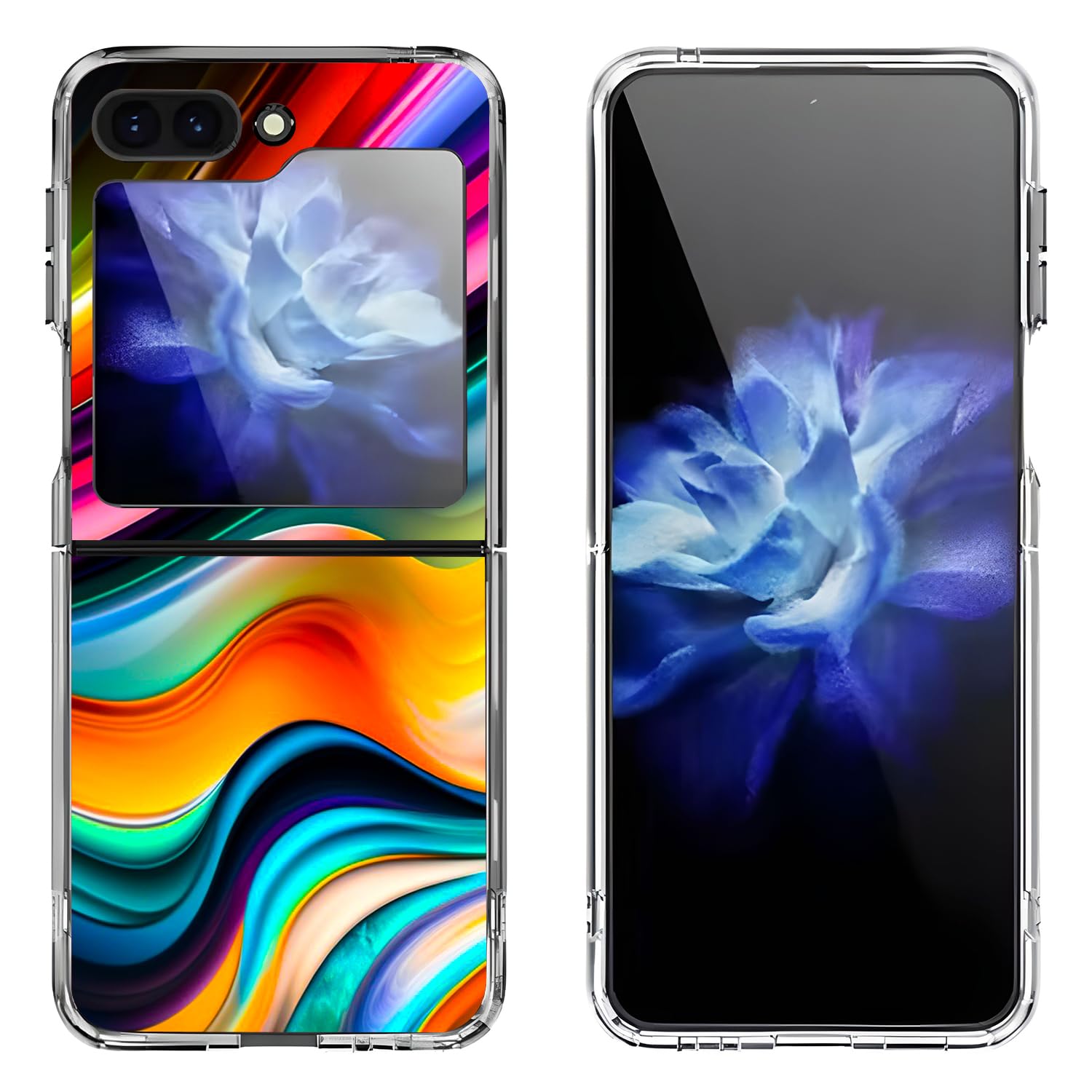 Bcov Case for Samsung Galaxy Z Flip 7 FE/Z Flip 6,Rainbow Colorful Marble Anti-Scratch Solid Hard case Protective Shookproof Phone Cover for Samsung