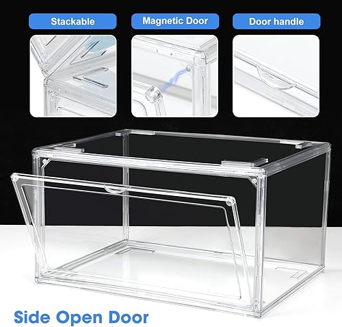 Miniatura 10 de Cajas de zapatos transparentes de acrílico, cajas apilables para zapatos deportivos de alta gama, caja de exhibición 360 totalmente transparente con