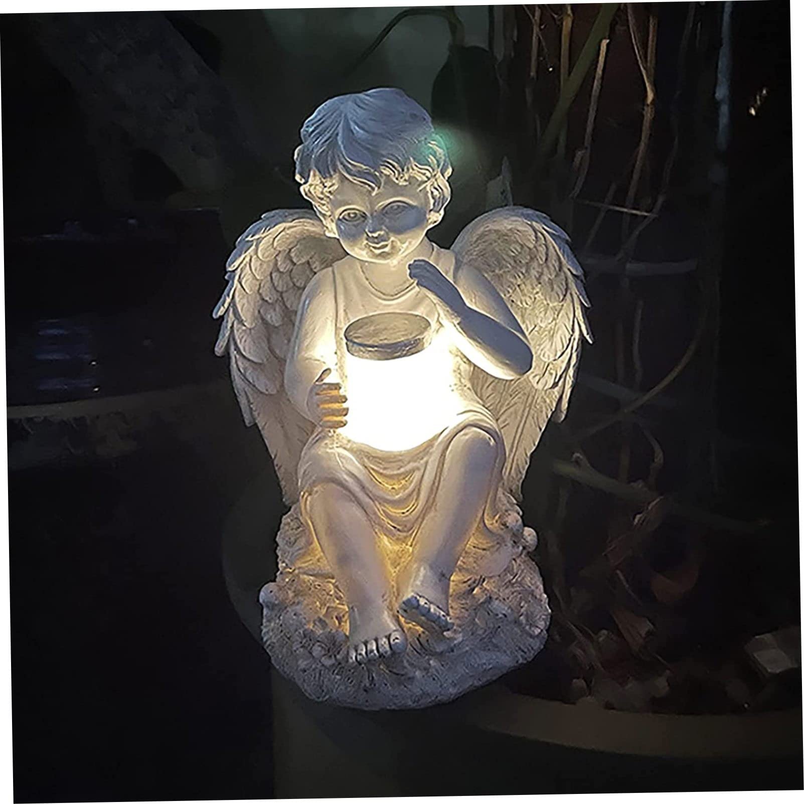 Angelo Solare Da Giardino In Resina - Luce Noturna Autonoma, Decorazione Per Esterno E Cimitero - Foto 8