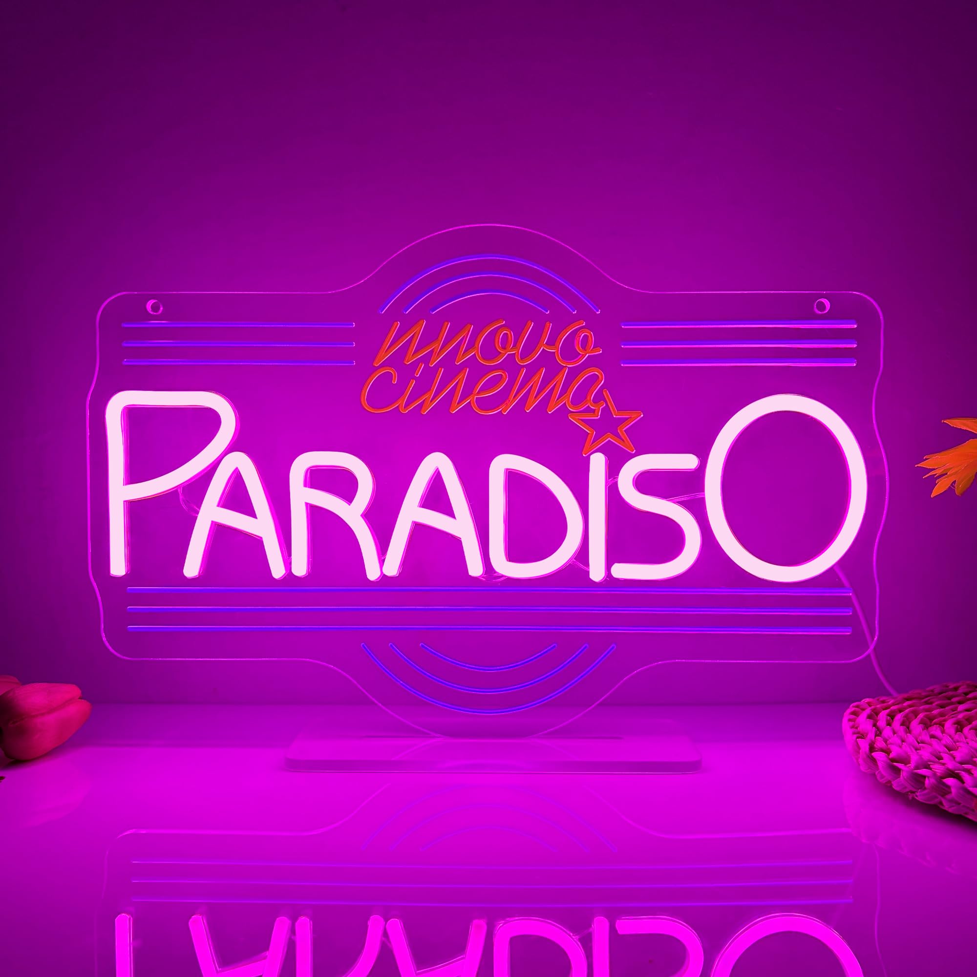 Allball Insegna al neon del cinema Paradiso, luce al neon a LED alimentata tramite USB, dimmerabile, per home cinema, decorazione per feste notturne, regalo per amanti del cinema (40 x 25 cm)