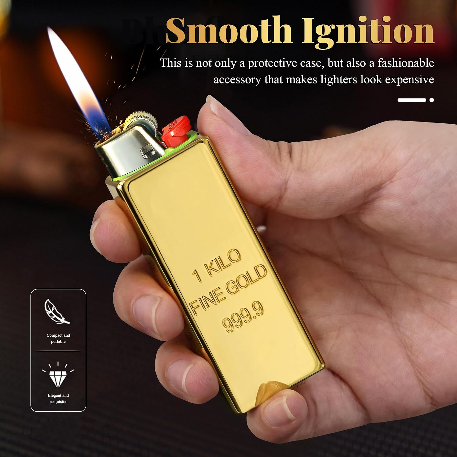 Gold Bar Lighter Case, Vintage Metal Lighter Holder Cover for J6 Lighters