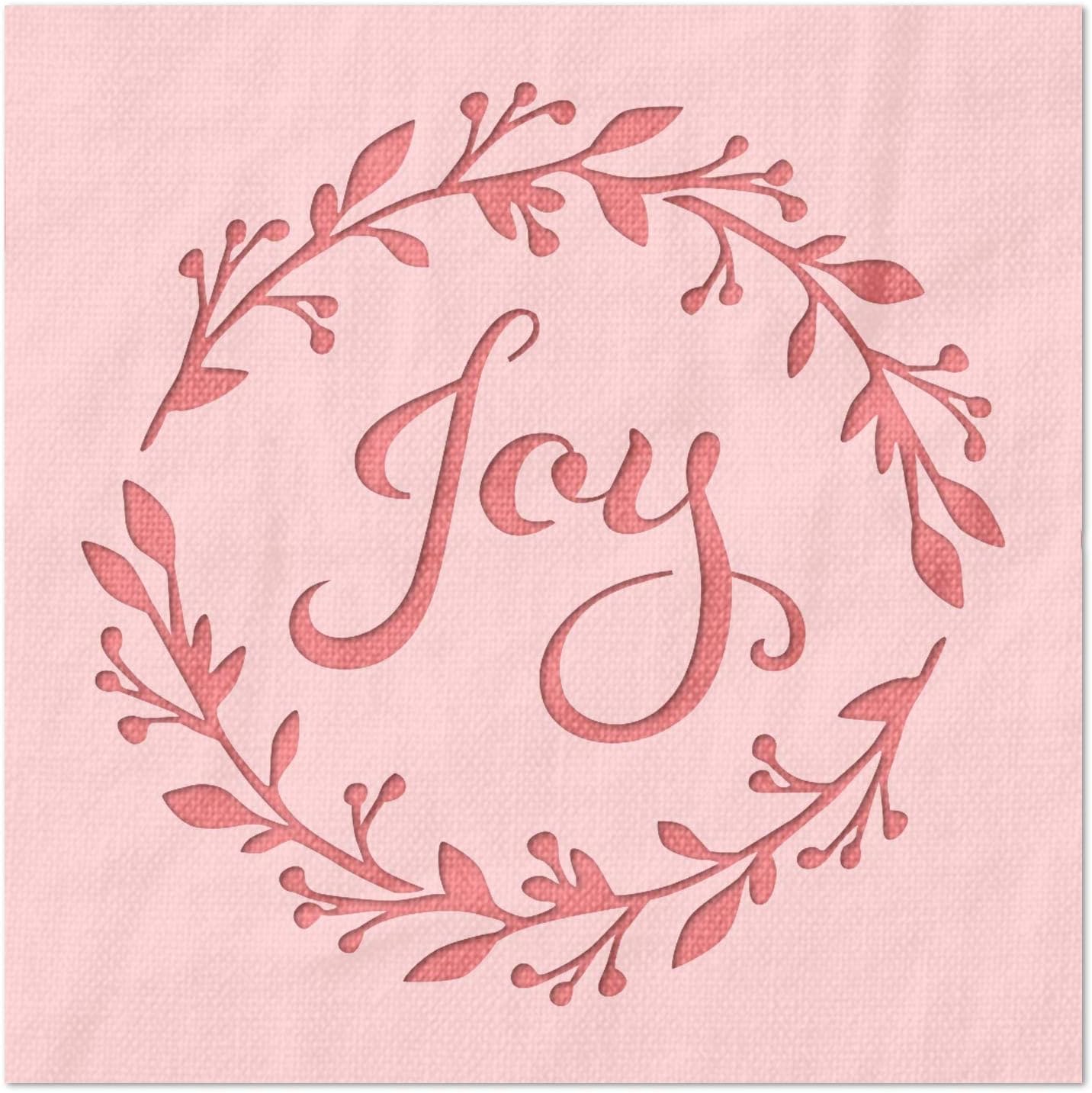 Stencil Stop Joy Wreath Stencil - Reusable for DIY Projects, Painting, Drawing, Crafts - 14 Mil Mylar Plastic (18 x 18 inches)