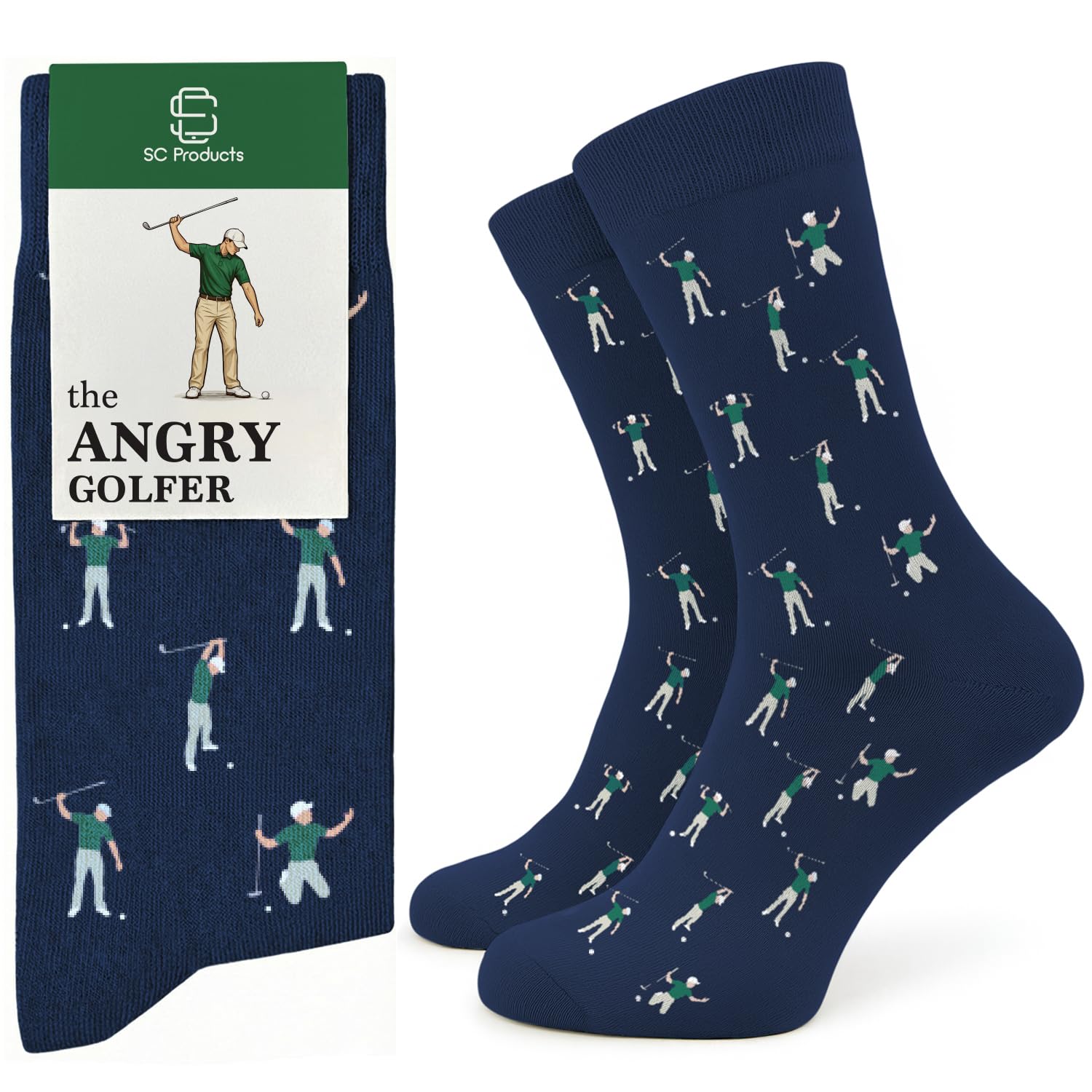 SC Products Mens Golf Socks Fathers Day Golf Gifts | Size 6-12 Cotton Frustrated Golfer Fathers Day Socks Funny Golf Gifts for Men UK | Grandad Presents Father's Day Golfing Dad Gift for Golfers