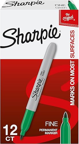 Marcadores permanentes de Sharpie, punta fina, negro, caja de 12, Verde 12-paquete