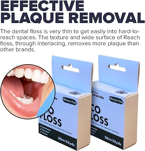 Miniatura 3 de Naturals - Hilo dental para limpieza de dientes, eliminación de placa y escombros alimentarios - Hilo dental blanco biodegradable sin sabor hecho de