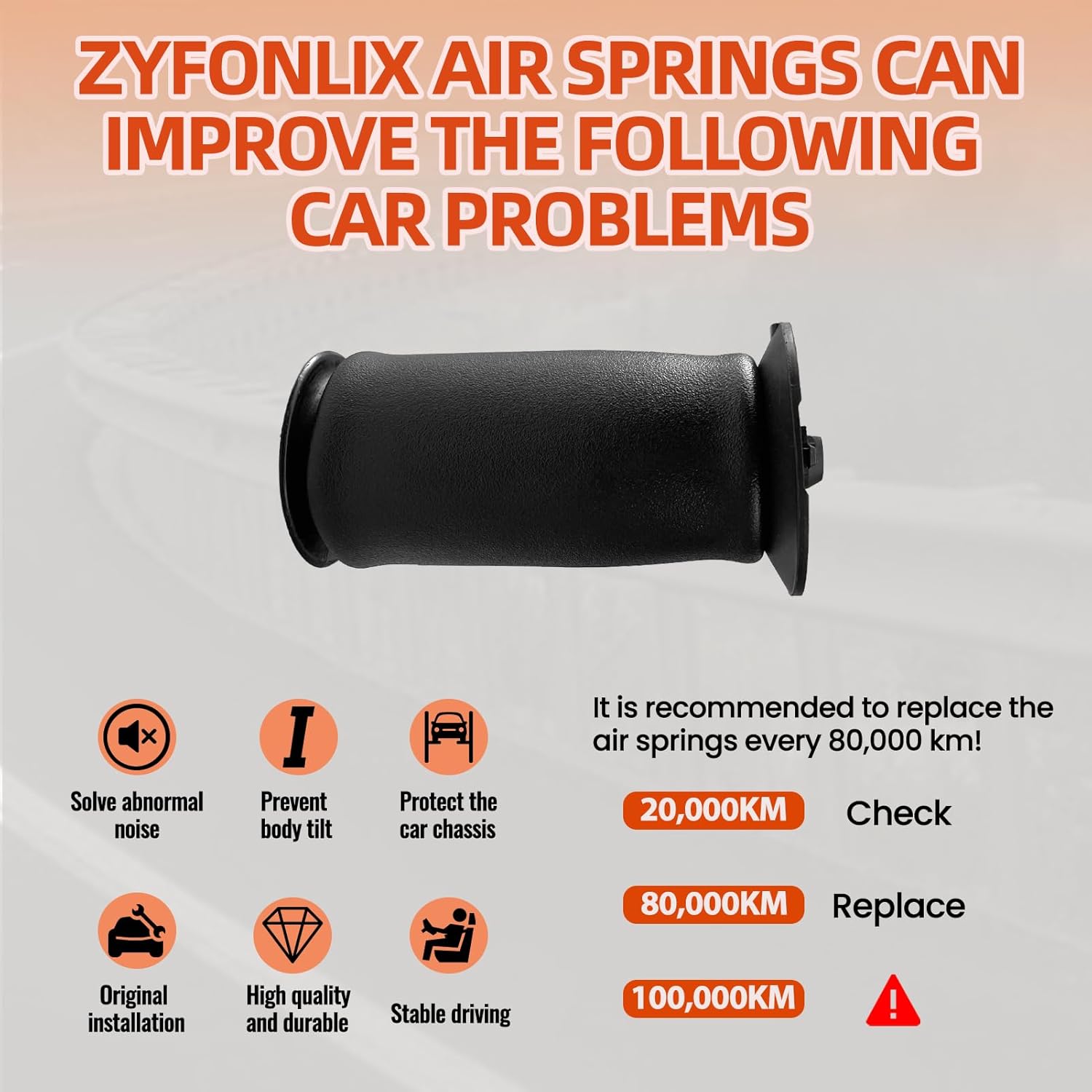 Air Suspension Spring Bag Rear Compatible with 5-Series E61 Touring Wagon, OEM Number replace 37126765602, 37126765603