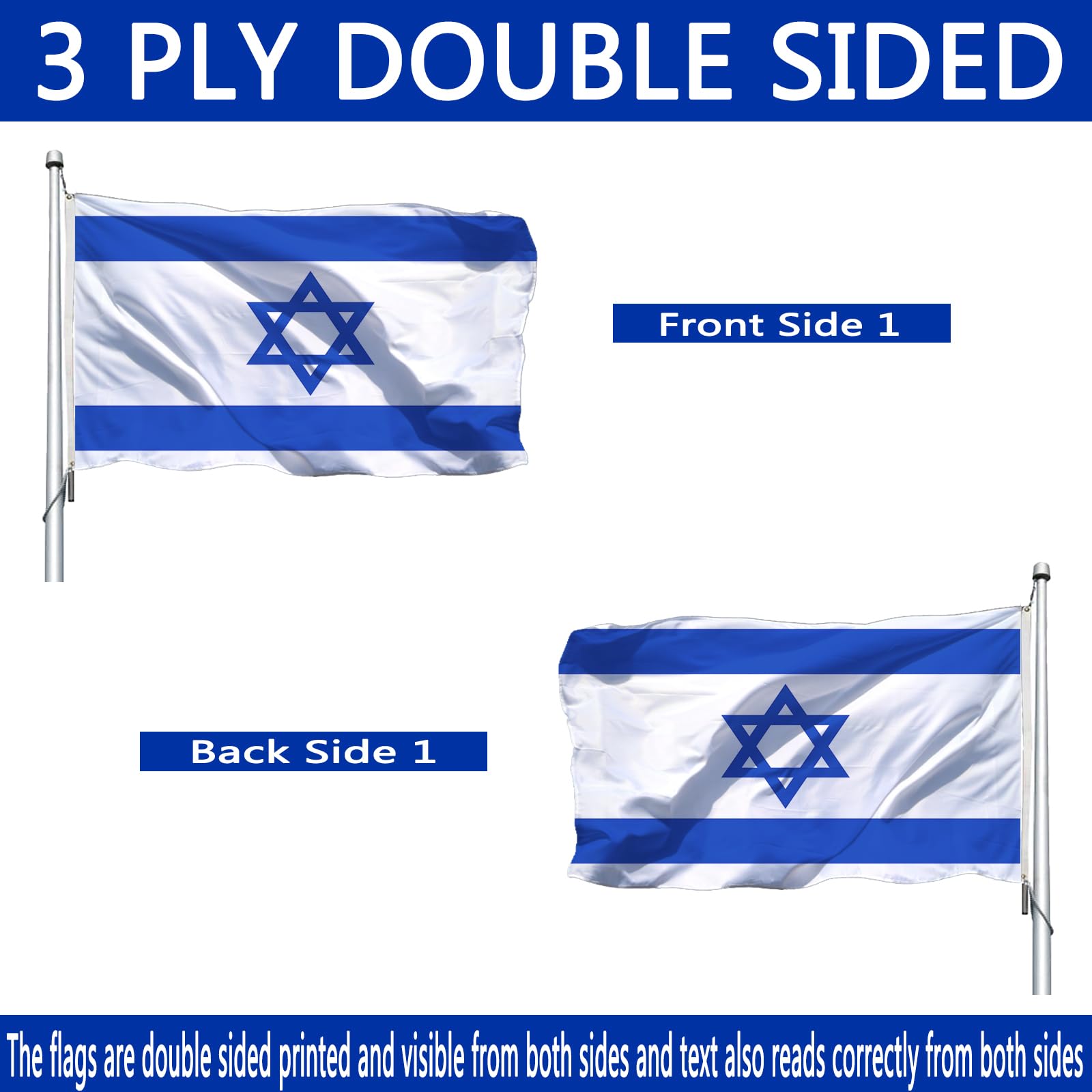 Israel Flagge Von Yicmirtu - 1,8 X 3 M Polyester Flagge Mit Messingösen Für Innen & Außen