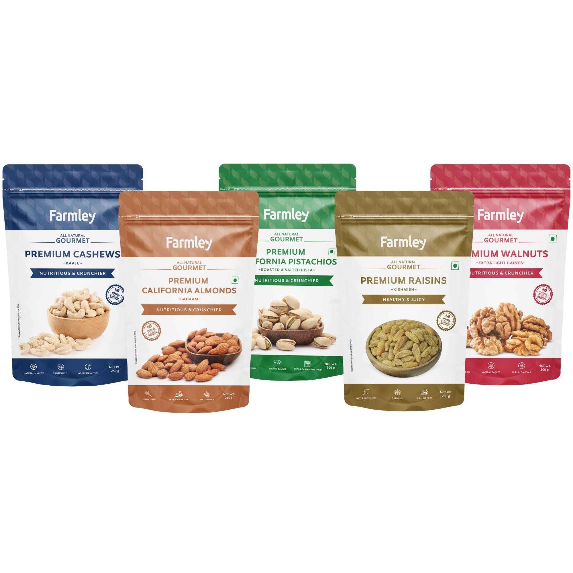 Farmley Premium Dry Fruits Combo1 Kg I Almond 250g, Cashew 250g, Walnut 200g, Raisin 200g & Pistachios 200g I Delicious and Nutritious (B0B3MMMFRP) Amazon Price History, Amazon Price Tracker