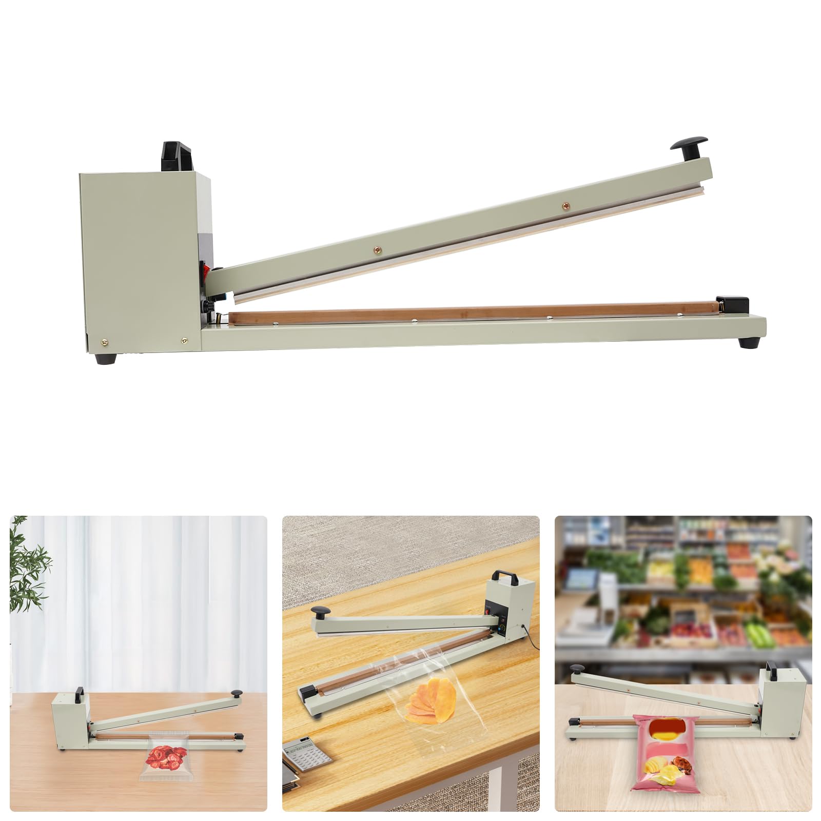 Heißsiegelmaschine Impuls Siegelgerät 600mm Manuelle Folienschweißgerät Tragbare Versiegelungsmaschine 750W Heißsiegelgerät Handdruckende Verpackungsgerät 8-Gänge Balkenschweißgerät Schweißgerät