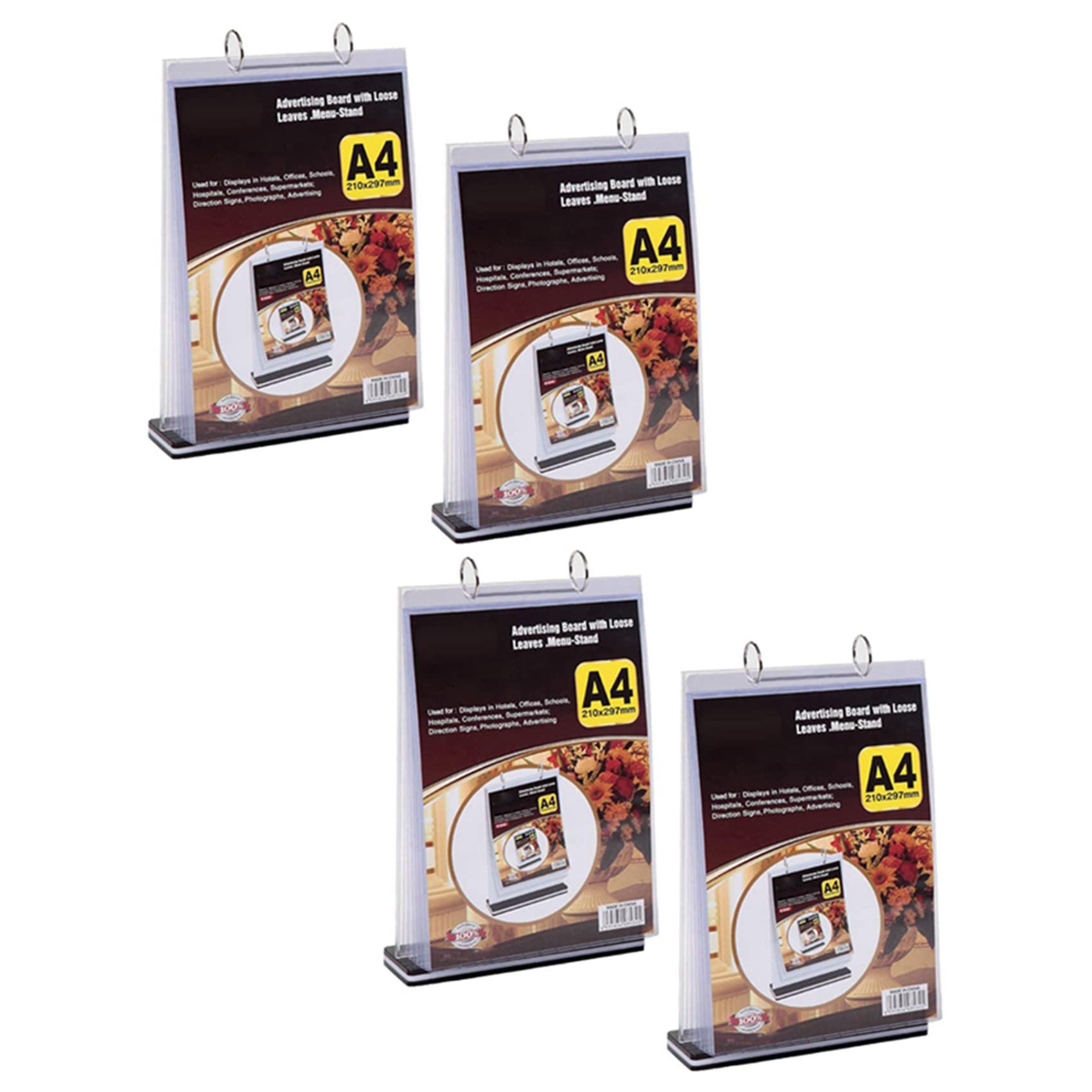 Porte-étiquettes pour cartes de visite et menus A4 multi-pages à poser sur table