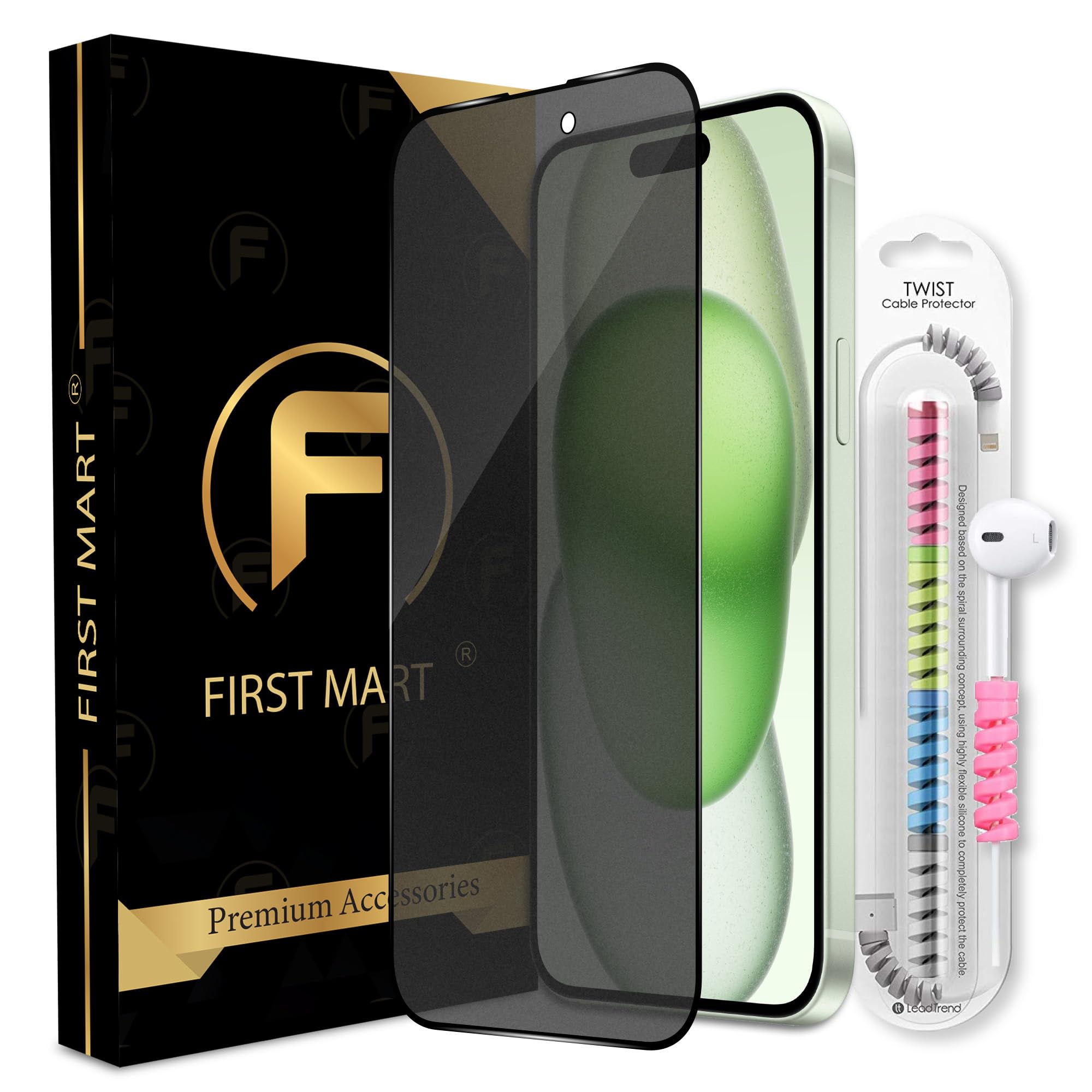 FIRST MART Tempered Glass for iPhone 15 Plus/iPhone 16 Plus Matte Privacy Edge to Edge Full Screen Coverage Guard with Cable Protector & Easy Installation Kit | Matte Anti Spy Glass (B0CS711Z6F) Amazon Price History, Amazon Price Tracker