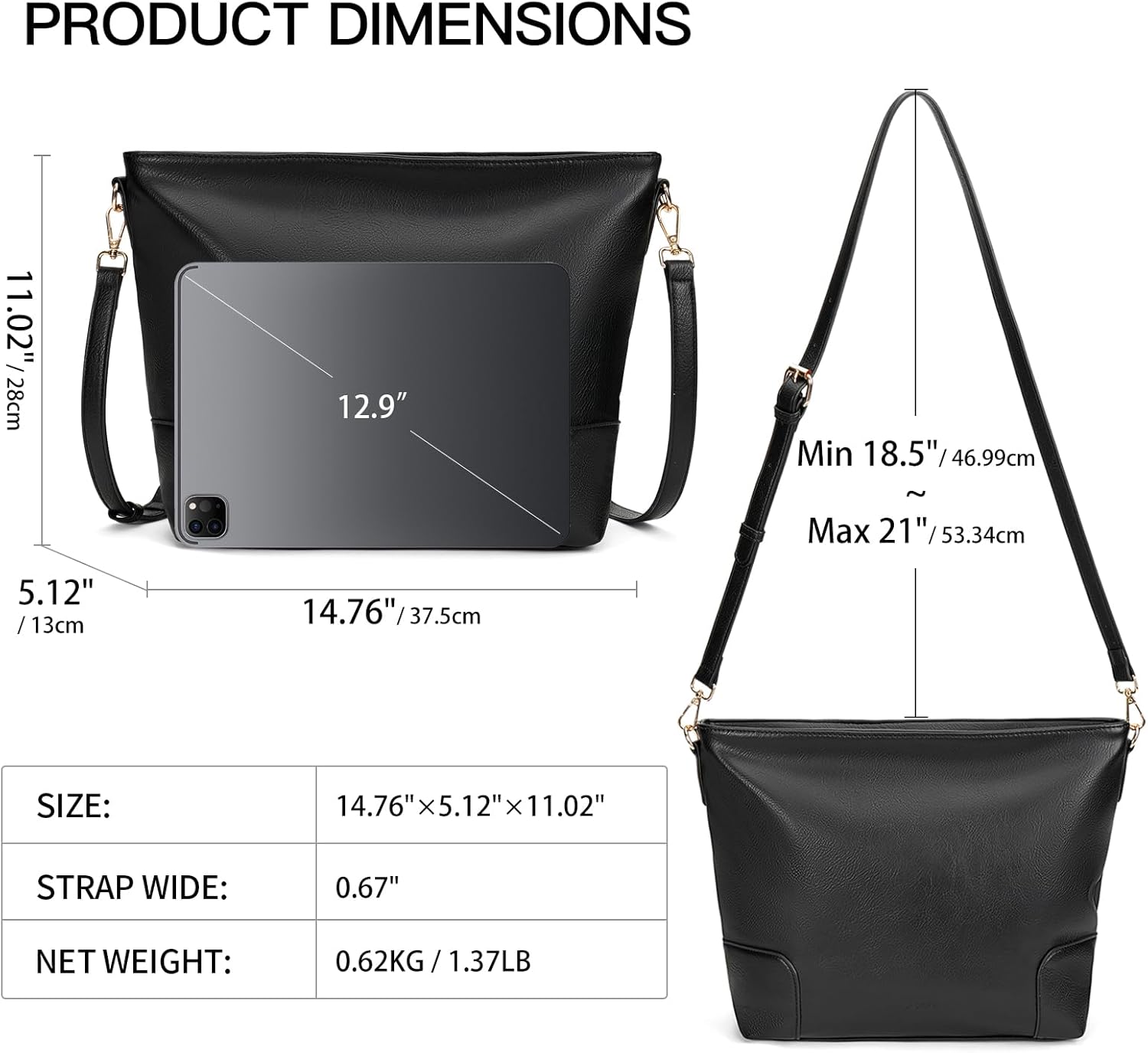 SENDEFN Large Tote Bag for Women with Zipper Vegan Leather Purses Casual Handbag Ladies Shoulder Bags