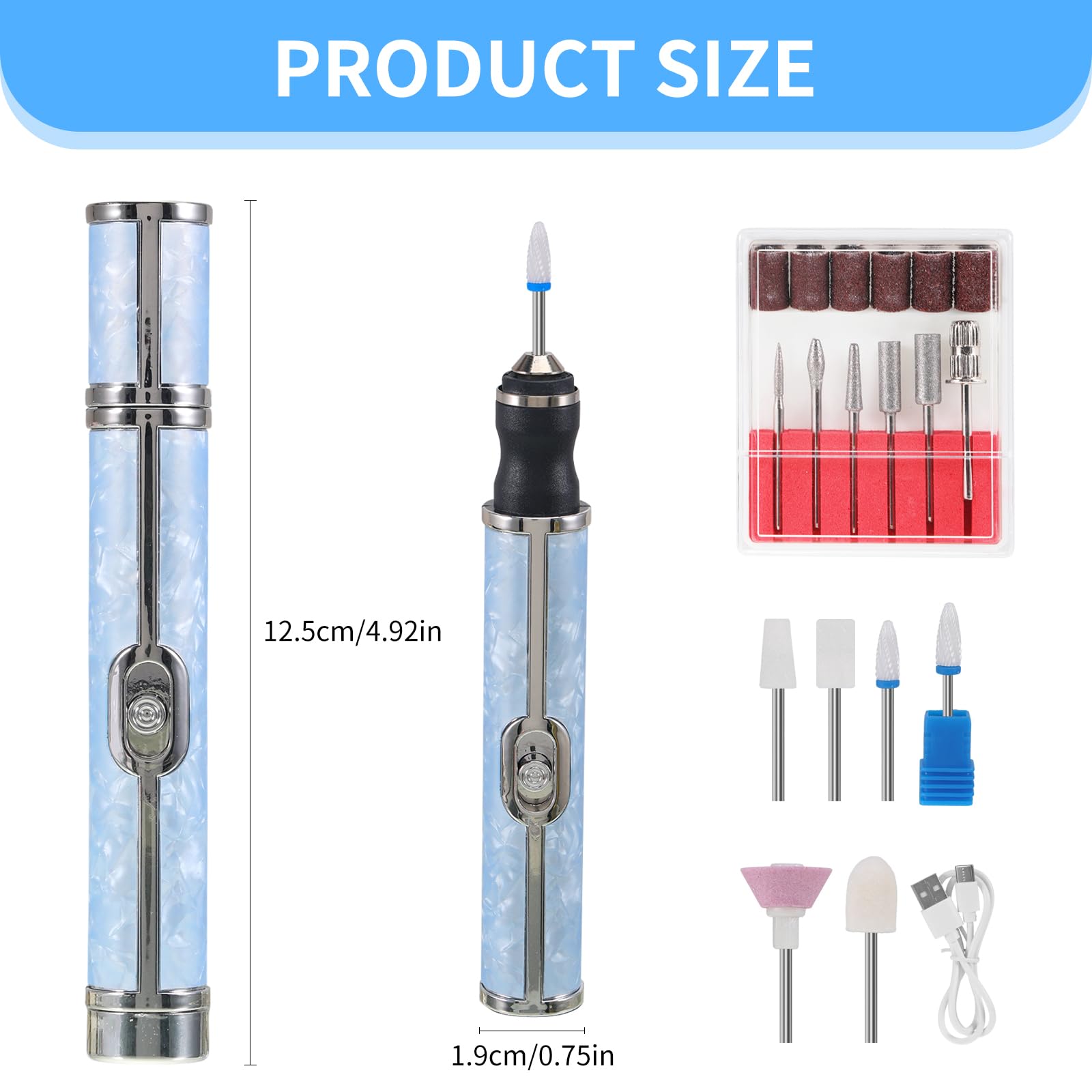 Electric Nail File for Thick Toe Nails 4 Speeds Electric Nail File for Thick Toe Nails Set Toe Nail File Electric Nail Tools for Various Nails and Shapes (18 Grinding Heads) - Image 2