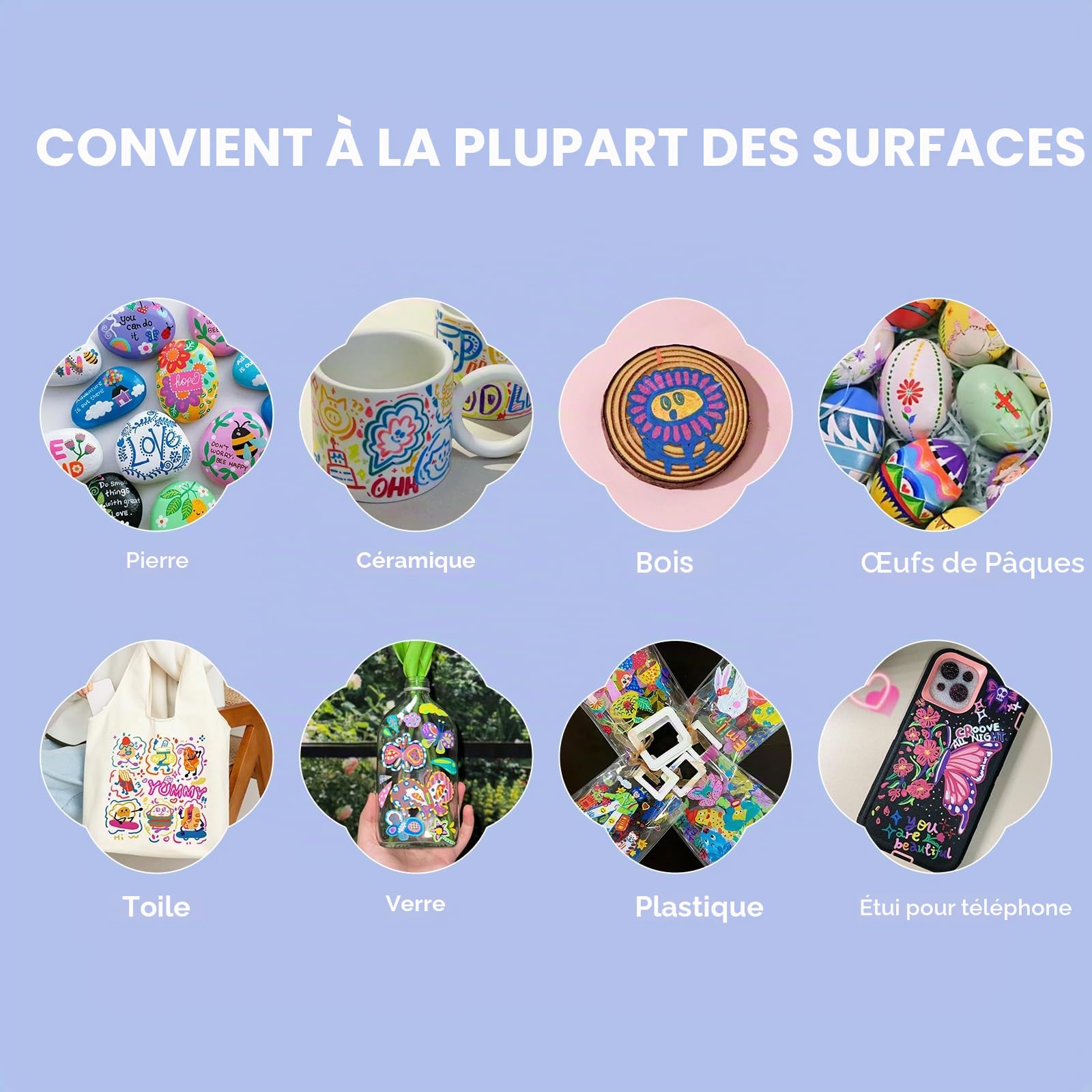 Arrtx 48 Feutre Acrylique Peinture stylo, Marqueurs Acryliques Résistants à l'eau pour Pierres, Marqueurs de Couleur de 3 mm à Pointe Moyenne, Marqueur Peinture Acrylique pour Bois,Toile,Verre,Métal
