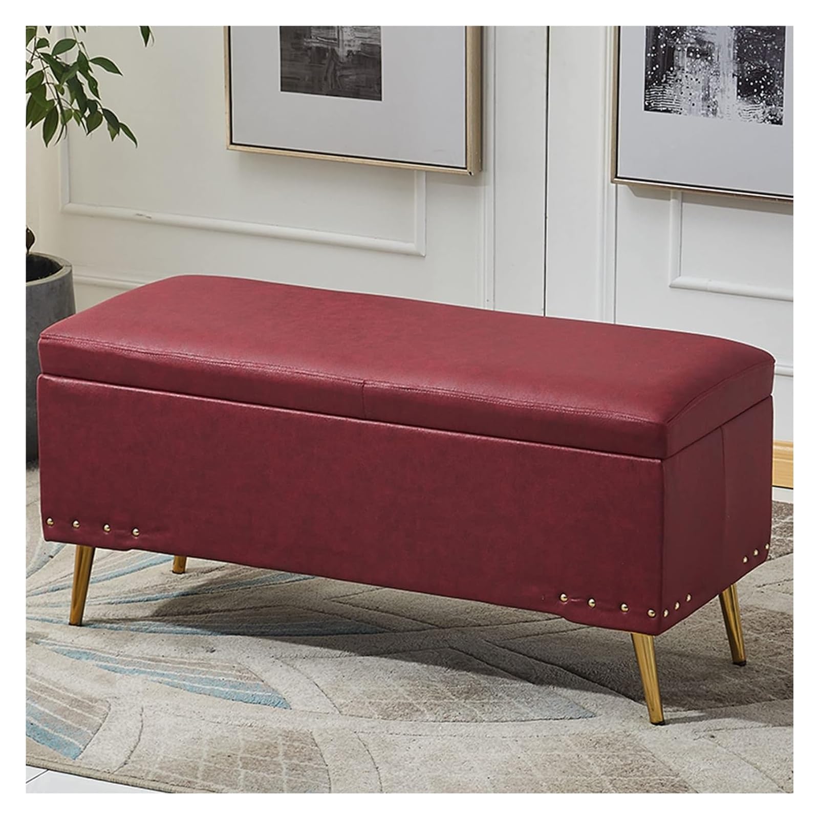 Banc de rangement rouge pour optimiser les espaces restreints et couloirs encombrés