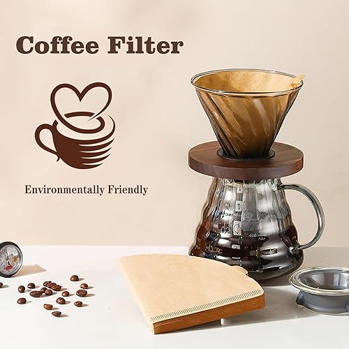 Miniatura 6 de 200 filtros de café, filtro V60 tamaño de filtro #2, filtro de café de cono #2, filtro desechable de papel natural sin blanquear para verter sobre