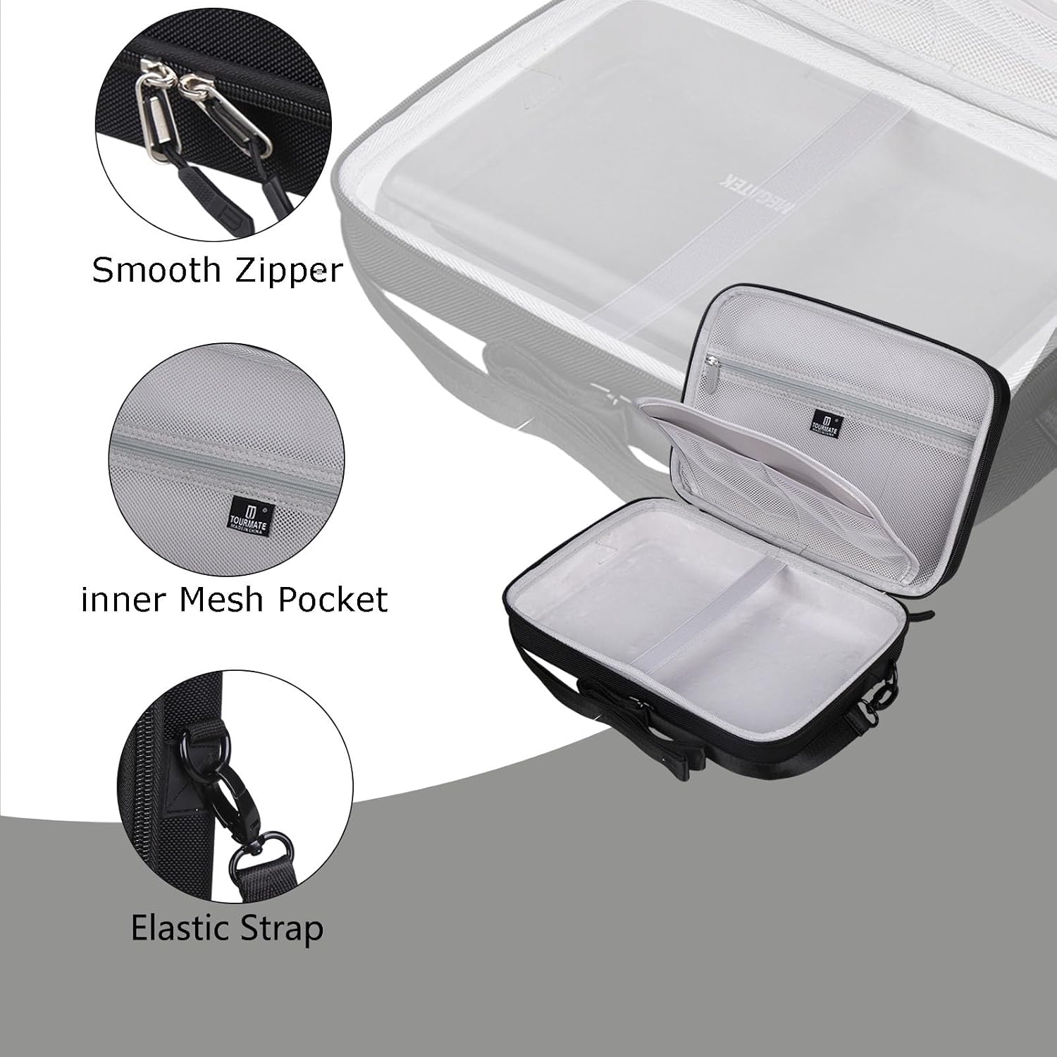 Tourmate Hard Storage Case for MEGATEK/MYDASH/QGYDQH/OTIC/Memorex 12.5" Portable DVD Player, Portable EVA Case(Box for Sale) (Black)