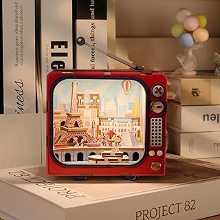3D Puzzles Holz, Modellbausatz in TV-Form mit LED-Licht – dimmbares, zeitgesteuertes, wiederaufladbares Nachtlicht, Heimdekoration, DIY-Bastelgeschenk für Erwachsene und Jugendliche