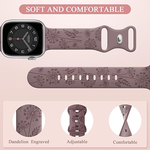 Miniatura 4 de Paquete de 6 correas con grabado floral compatibles con Apple Watch Band de 1.575 pulgadas, 1.614 pulgadas, 1.496 pulgadas, 1.654 pulgadas, 1.732