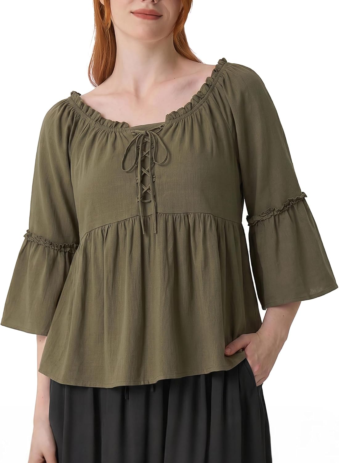 Peasant Blouses for Women,Off Shoulder Cotton Boho Top,Renaissance Shirt