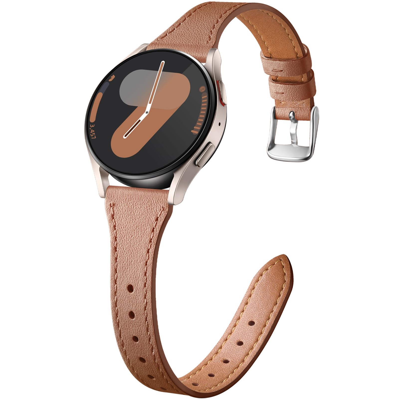 Easuny Schlankes Leder Armband Kompatibel mit Samsung Galaxy Watch 7 Armband - Galaxy 6 5 4 40mm 44m, Echtes Leder Armbänder für Samsung Watch 6 Classic 47mm 43mm, 4 Classic 42mm 46mm