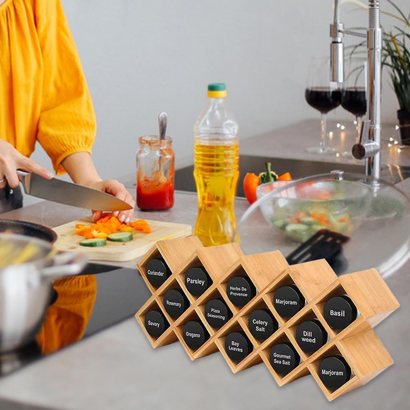 Organizador de Condimentos y Especias para la Cocina Estante Organizador | Soporte para Repisa de Condimentos para Encimeras, Armarios, Cajones y Cocina