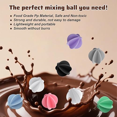 Miniatura 4 de 8 bolas agitadoras para botella, bola mezcladora de proteínas de plástico, 8 bolas coloridas para agitar, bolas de repuesto, fácil de limpiar,
