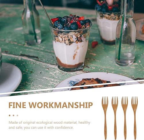Miniatura 5 de Hemoton Tenedor de madera japonés para pastelería, tenedores para servir, tenedores de cubiertos, tenedores de madera para cocinar tortas, tenedores