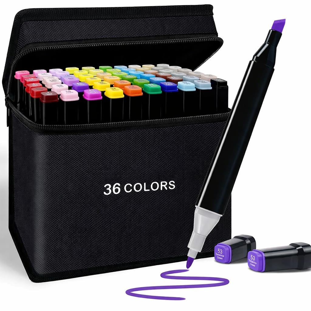 PB Prime Brands Markers Sketch Pen Set Dual Tip Brush Pens Art Markers for Drawing Dual Tip Art Markers Set Chisel & Fine Colour Marker Set Markers Sketch Marker Drawing Marker (36 Color)
