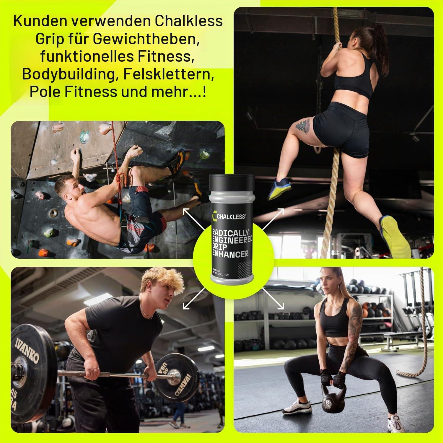 Chalkless® Grip Enhancer Radically Engineered Grip Enhancer for Weightlifting, Training, Professional Athletes and Sports Enthusiasts