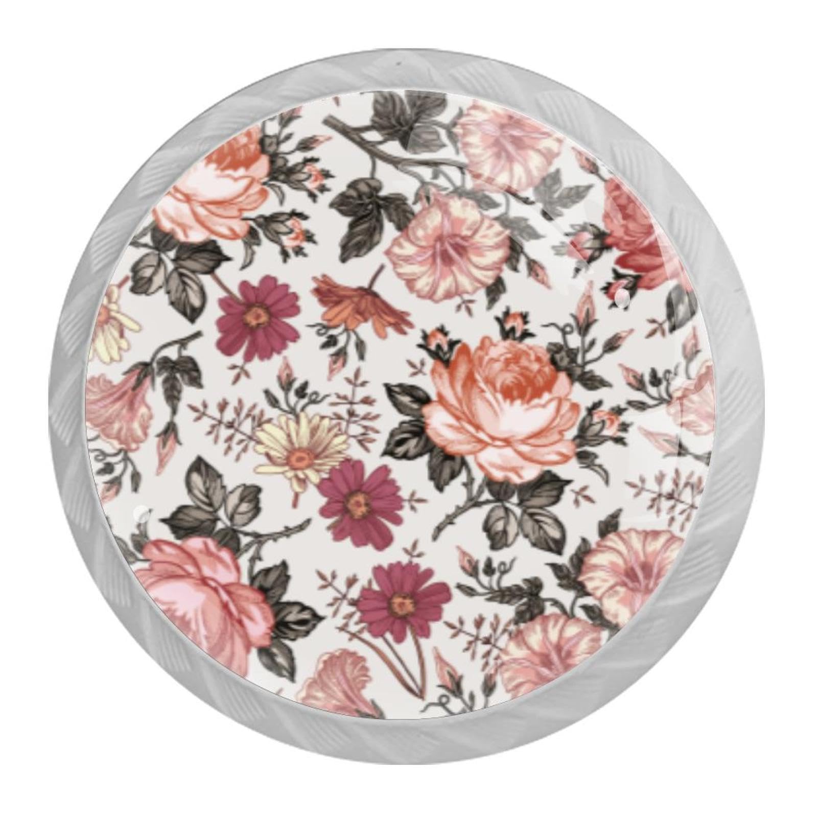 Tqmspg 4 Pieces Drawer Pulls Blossom Flowers Door Knobs Dresser Handles for Kitchen Wardrobe Cupboard Hardware Furniture