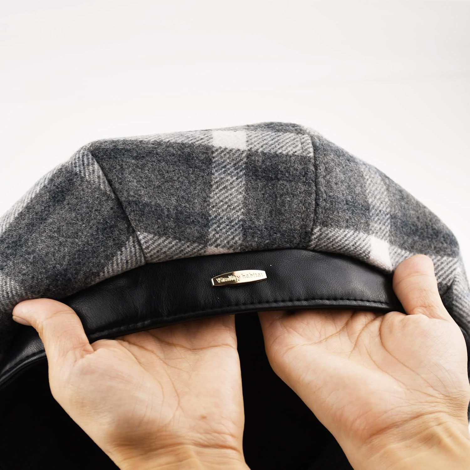 Women's Wool Blend French Plaid Beret with Leather Band – Fashion Berets for Women Tartan Winter Newsboy Cap - Image 5