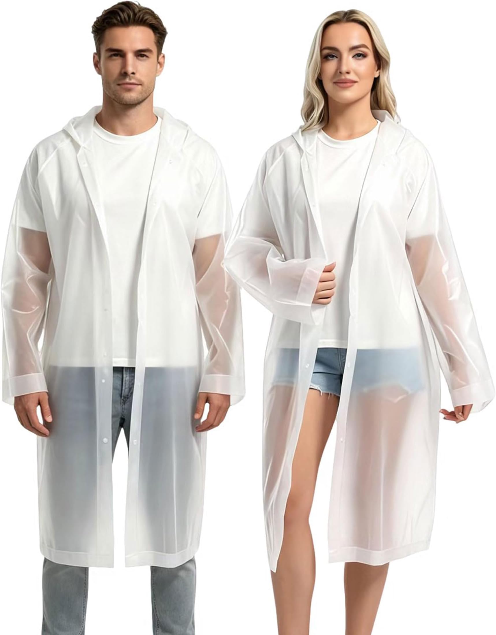 2PCS Rain Ponchos for Adults Reusable Rain Coats for Adults Rain Jackets Raincoats for Men Women