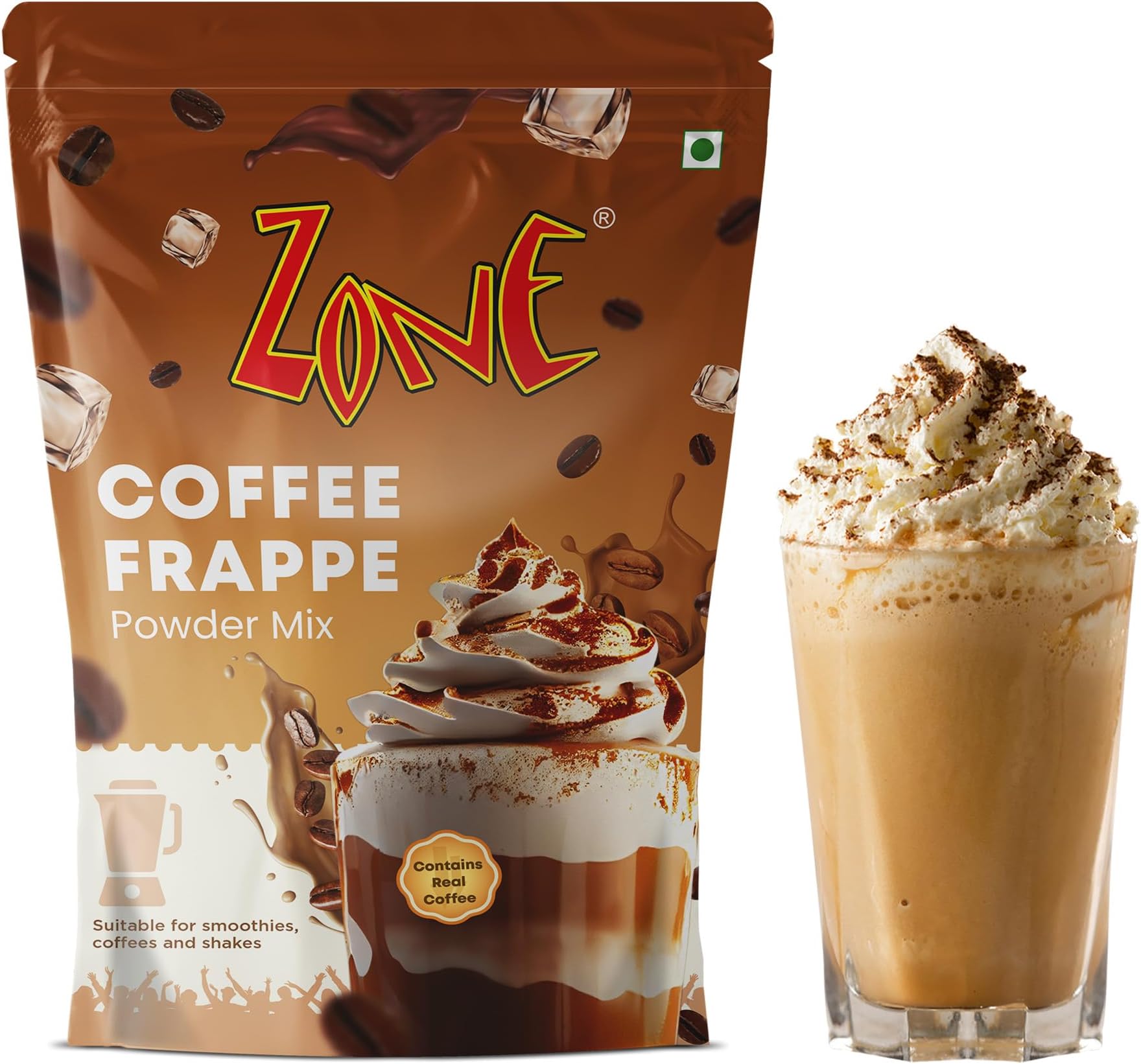 Zone Coffee Frappe Powder | Premium Café-Style Coffee Base for Frappes, Cold Coffees, Iced Coffees, Milkshakes & Desserts | Smooth & Creamy Instant Mix | 1kg Pack – More Servings, Perfect For Café Restaurants & Professional Use