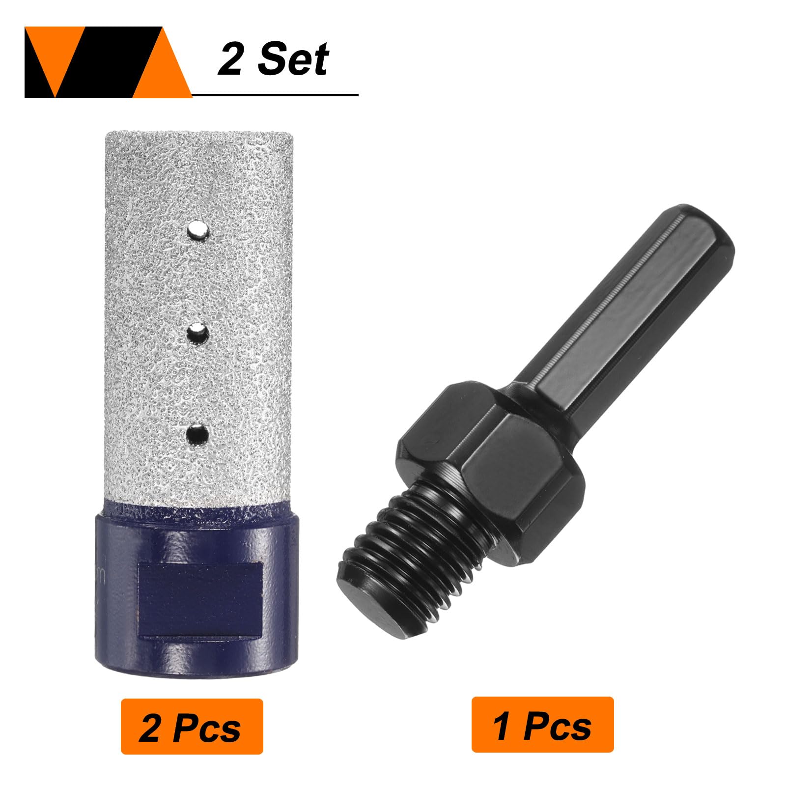 sourcing map 2 punte diamantate per fresatura a dito, diametro 25 mm, 5/8"-11, punte diamantate per ingrandire la modellatura di fori esistenti in porcellana ceramica con adattatore esagonale da 0,95