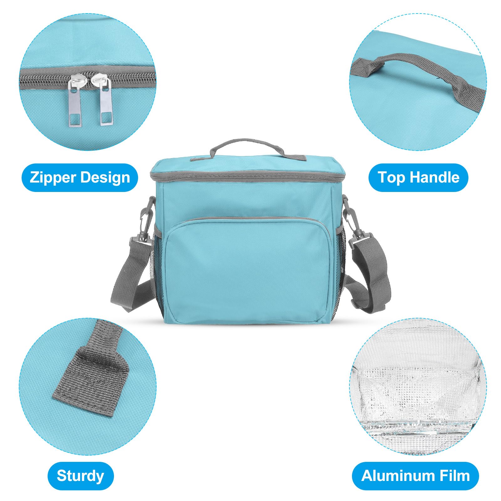 Boîte à déjeuner pour femmes/hommes, 2 pièces, sac à déjeuner isotherme, sac fourre-tout thermique, récipient à déjeuner réutilisable 9,4 x 6,7 x 10,2 pouces pour le travail, pique-nique en plein ai