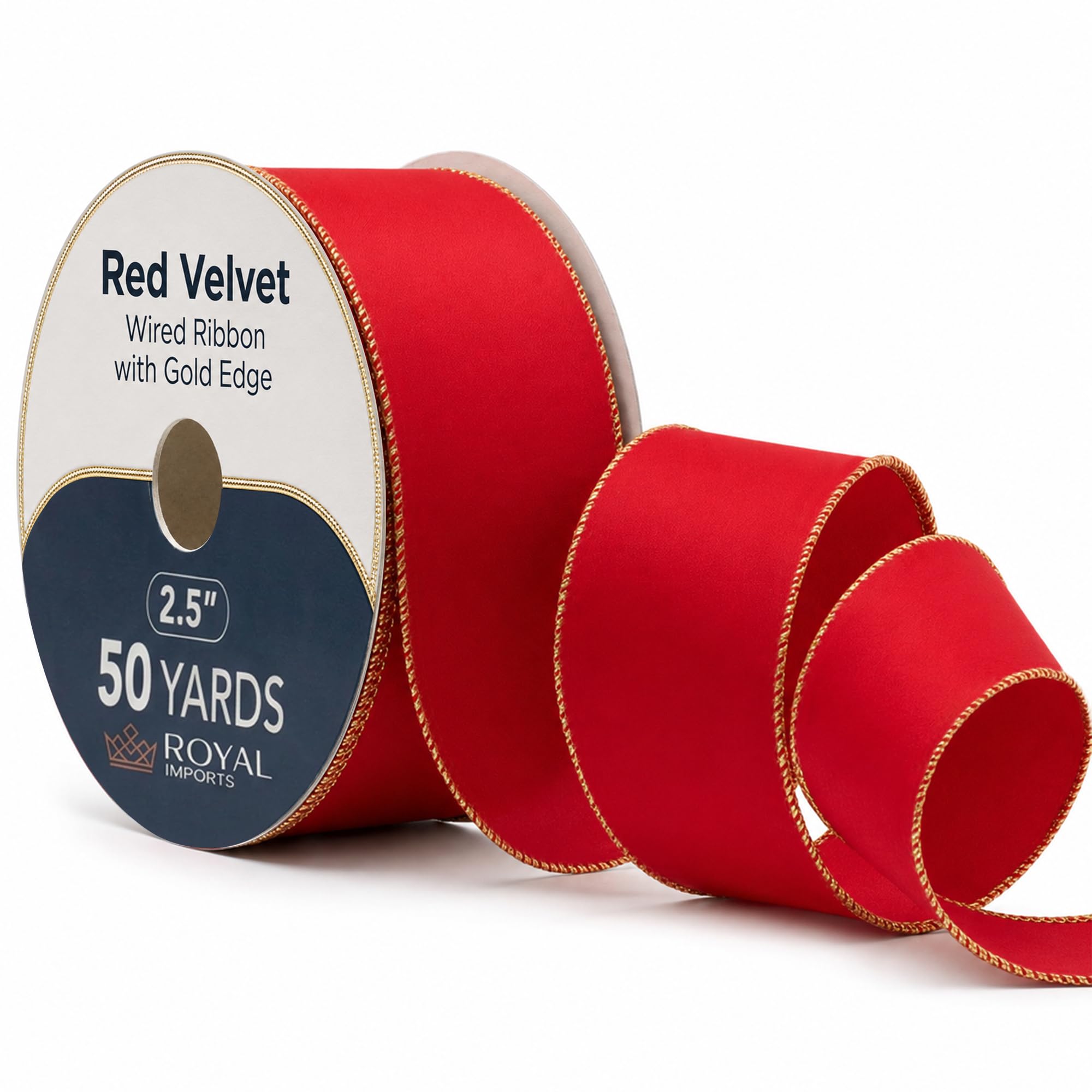 Royal Imports Red Velvet Wired Christmas Ribbon 2.5" 50 Yards Waterproof