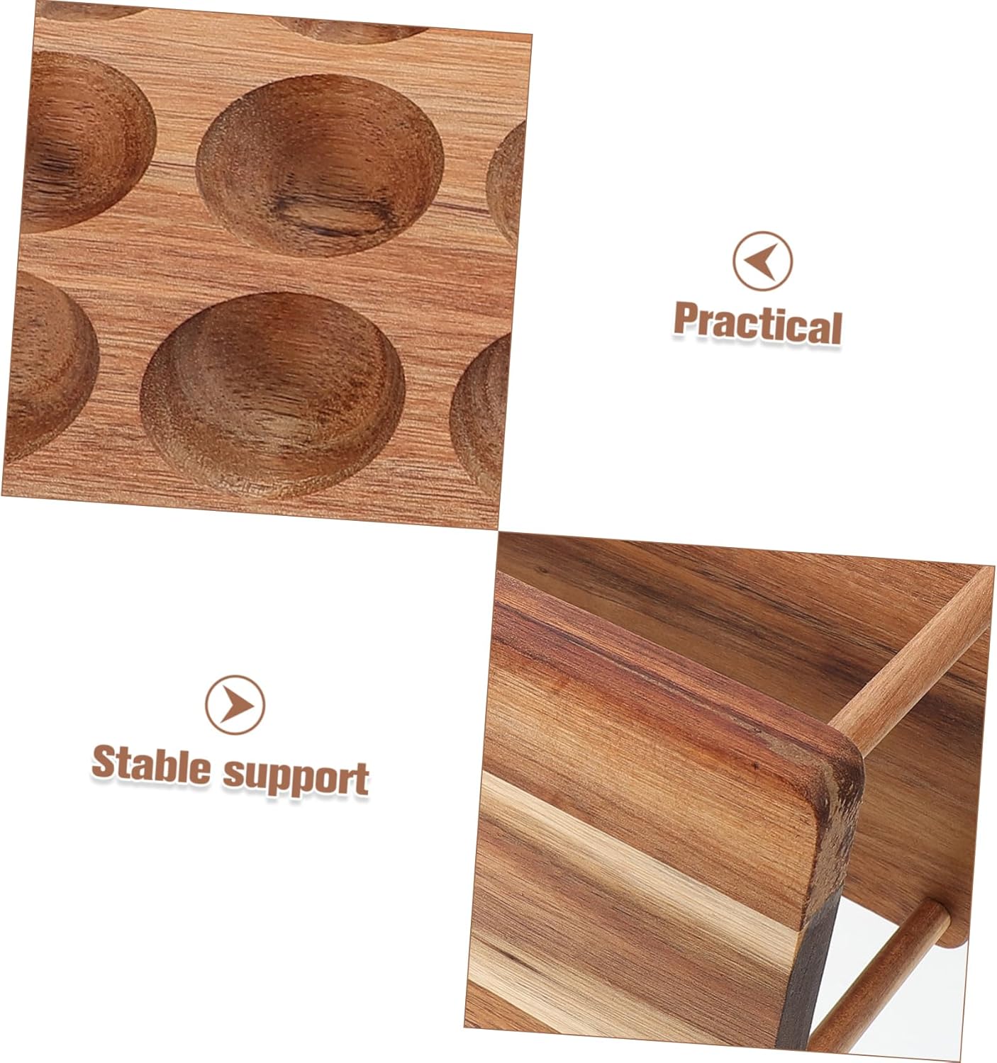 Wooden Egg Tray Countertop Egg Holder for Kitchen Dining Stable Support