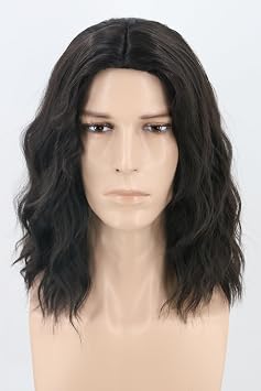 Men Wigs Black Short Curly Funny Wigs for Men Halloween Costume Party Wig