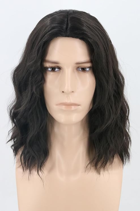 Men Wigs Black Short Curly Funny Wigs for Men Halloween Costume Party Wig