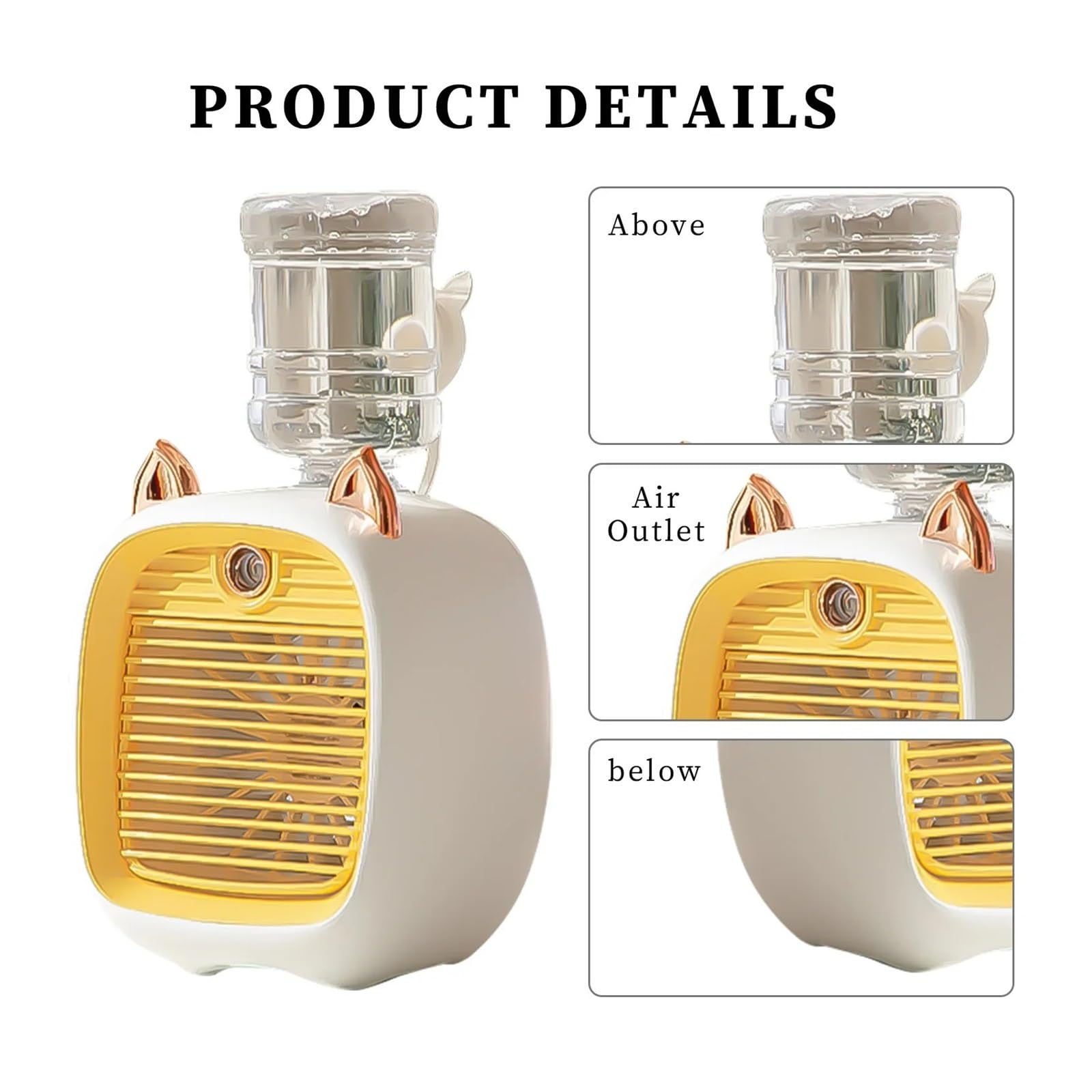 Ventilateur Portable Climatiseur Portable USB Mini Refroidisseur d'air Ventilateur de Refroidissement par Eau avec 3 Vitesses 2 Modes purificateur humidificateur par pulvérisation pour Voiture