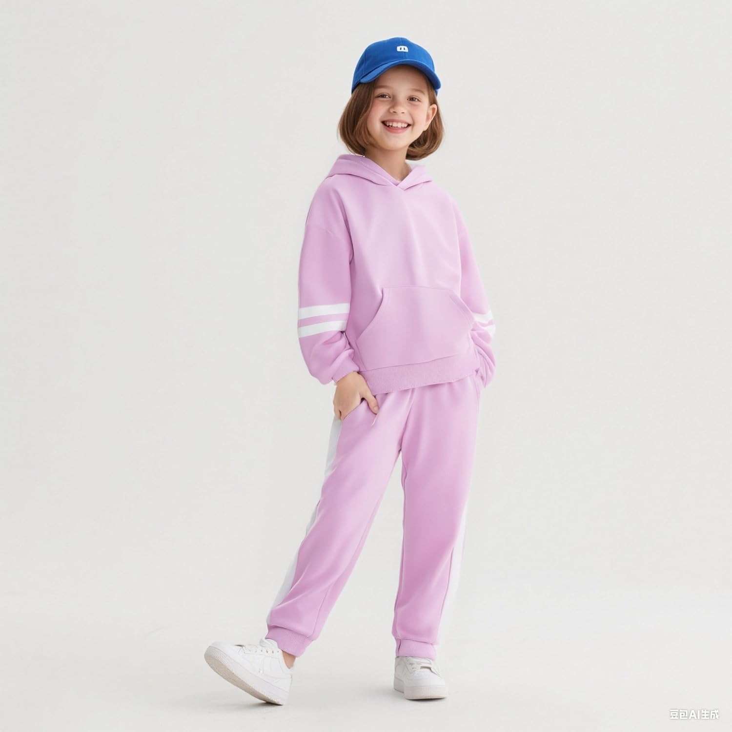 2025 Girls Sweatsuit Set Cute Hooded Sweatshirt & Jogger Pants with Pocket Casual Outfuts Set - Image 4