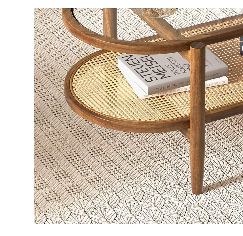 Amazon.com: Giantex Rattan Coffee Table, 2-Tier Oval Acacia Wood