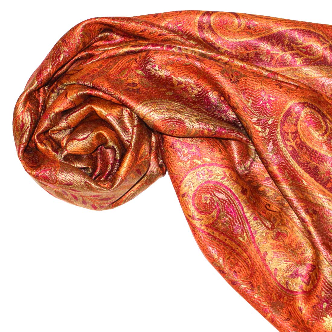 LORENZO CANA Pashmina pour la femme - écharpe de 100% soie avec les mesures de 70 x 190 cm - fait à la main – souple élégant en rose saumon beige violet jaune or