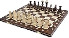 Handmade European Wooden Chess Set with 21 Inch Board and Hand Carved Chess Pieces